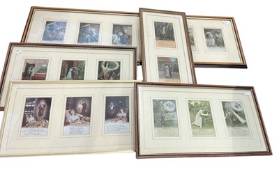 Lot 417 - Five glazed frames containing First World War postcards.
