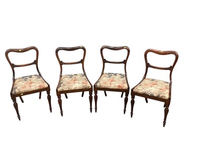 Lot 1326 - Set of four 19th century rosewood dining chairs.