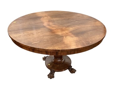 Lot 1323 - Nineteenth century rosewood breakfast table with circular tilt top, 112cm diameter