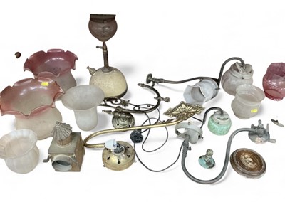 Lot 468 - Group of glass light shades and lighting parts.