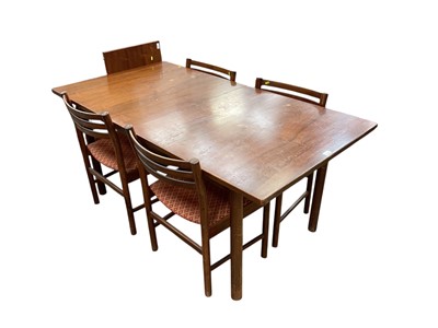 Lot 1391 - Mid century rosewood dining table and six chairs