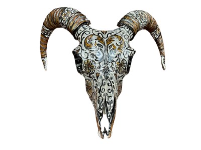 Lot 228 - Painted sheep skull