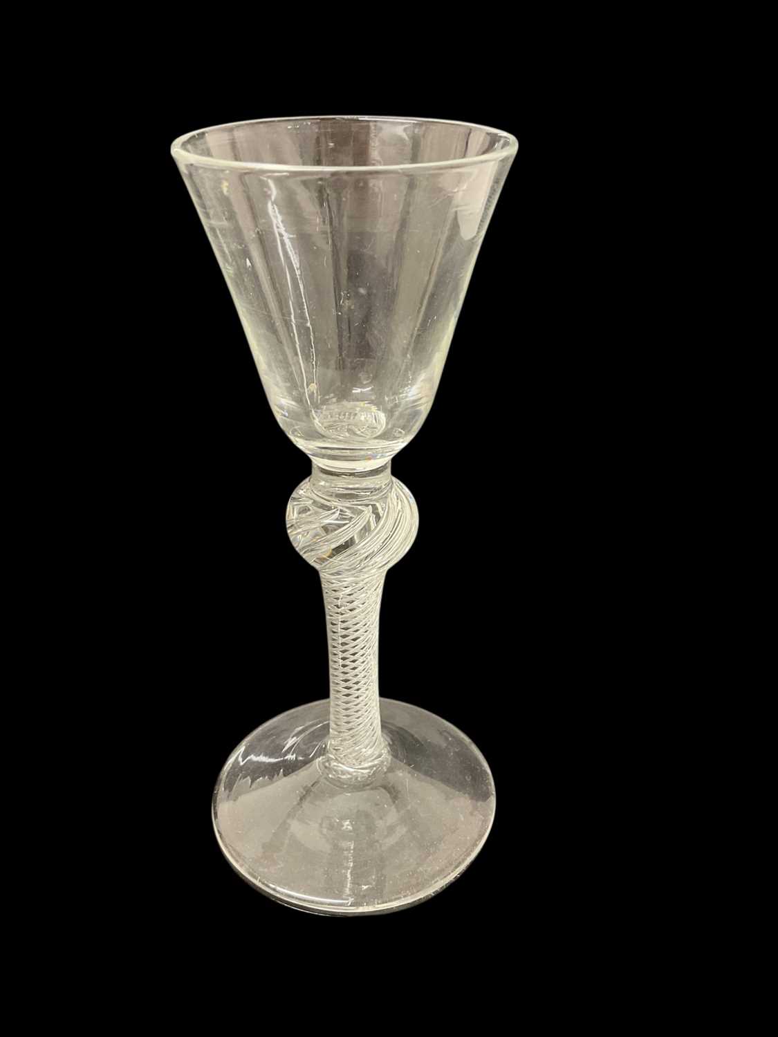 Lot 30 - 18th century air twist wine glass with baluster stem
