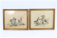 Lot 684 - Anne, pair 19th century watercolour studies of...