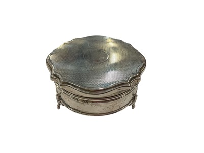 Lot 961 - 1920s silver jewellery/ trinket box raised on three feet with velvet interior