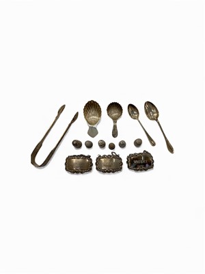 Lot 994 - Group mixed silver including two shell- shaped caddy spoons, 6.5 ozs approximately