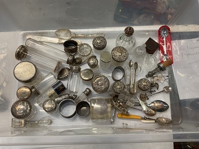 Lot 1004 - Lot silver topped and plated toilet jars and sundry items