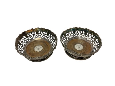 Lot 246 - Pair Victorian silver plated coasters