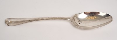 Lot 208 - George II silver Hanoverian pattern tablespoon, with shell heel and engraved initials .