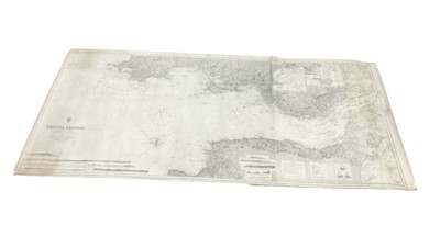 Lot 456 - Victorian nautical chart of the Bristol Channel, dated 1868.