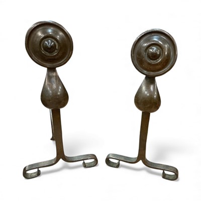Lot 452 - Pair of 19th century Arts & Crafts fire dogs.