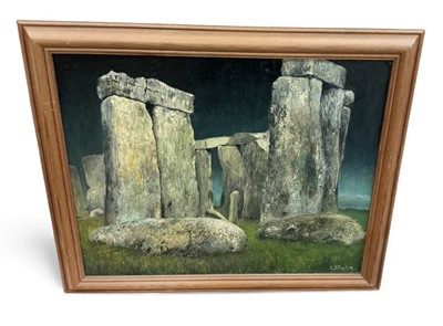 Lot 1148 - Contemporary oil of Stonehenge