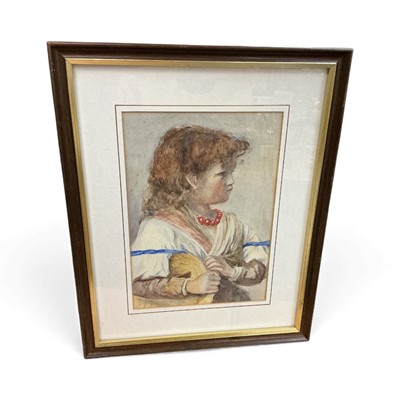 Lot 1137 - 19th century watercolour study of a gypsy girl, indistinctly signed.