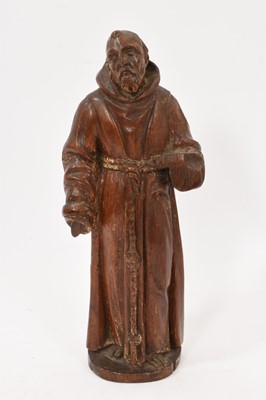 Lot 803 - Continental carved wooden figure of a saint, 19th century or earlier