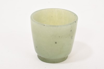 Lot 809 - Chinese celadon green jade cup, small proportions