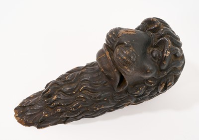 Lot 802 - Carved wood and lacquered lion mask mount, 17th or 18th century