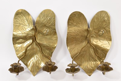 Lot 721 - Pair of late 19th century Victorian Aesthetic Movement brass wall sconces