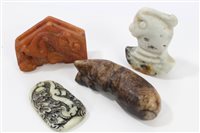 Lot 704 - Chinese mottled jade or hardstone carving in...