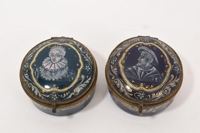 Lot 808 - Pair of continental Limoges type enamel boxes