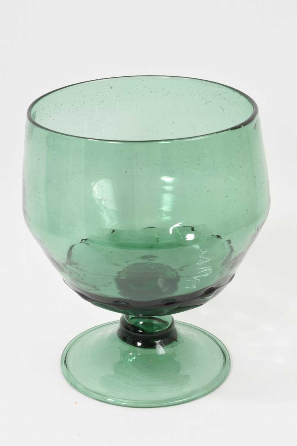 Lot 39 - Large Victorian Stourbridge green glass pedestal bowl