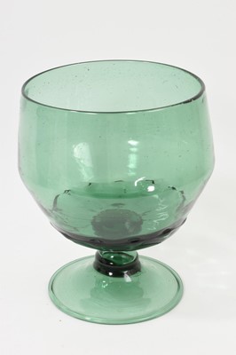 Lot 39 - Large Victorian Stourbridge green glass pedestal bowl