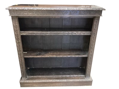 Lot 1351 - Victorian carved oak open bookcase, 107cm wide, 33cm deep, 113cm high