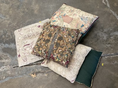 Lot 189 - Cushion utilizing early textiles, and other cushions