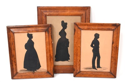 Lot 827 - Augustin Edouart (French, 1789-1861) silhouette of a lady, with two further 19th century silhouettes