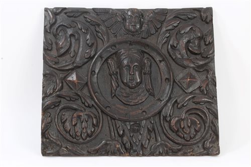 Lot 709 - Antique, possibly 17th century carved oak...