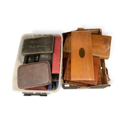 Lot 412 - Collection of old cutlery boxes to include some oak and mahogany examples, (2 boxes).