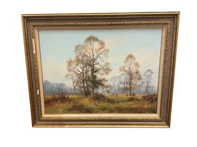 Lot 1119 - James Wright oil on canvas landscape with sportsman
