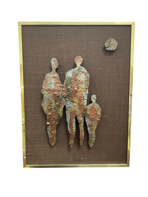 Lot 181 - Giovanni Schoeman (1940-1980), relief metal sculpture titled Family of Man