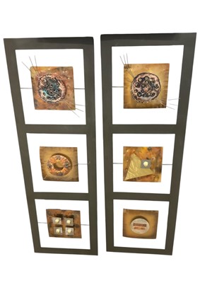 Lot 180 - Pair of abstract metal wall sculptures signed and dated 2005
