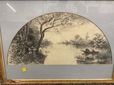 Lot 126 - Small group of pictures, including a design for a fan signed 'Therese Cabasson'