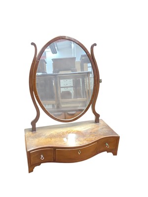 Lot 1380 - George III mahogany toilet mirror with three drawers below