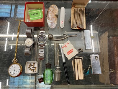 Lot 908 - Group of sterling silver propelling pencils, and sundry items to inclde watches, old cigarettes, etc