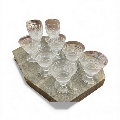 Lot 479 - Set of six Waterford crystal Rossmore pattern glasses, together with two Waterford Colleen pattern glasses, (8).