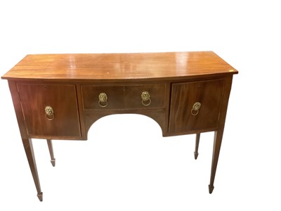 Lot 1410 - Edwardian inlaid mahogany kneehole sideboard