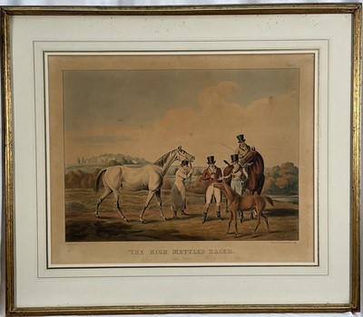 Lot 987 - Henry Alken, set of six 19th century hand coloured engravings - The High Mettled Racer, 34cm x 43cm, in glazed gilt frames