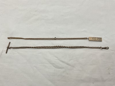 Lot 924 - Silver Albert watch chain and a silver ingot on a metal chain