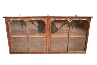 Lot 1422 - An early Victorian rosewood hanging glazed wall cabinet