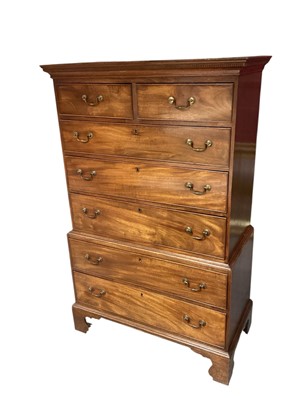 Lot 1426 - George III mahogany chest on chest