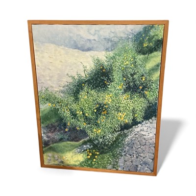 Lot 1139 - Pam Dan acrylic study in wooden frame.