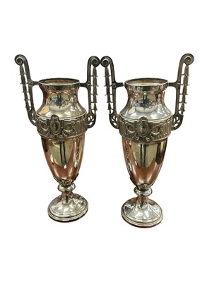 Lot 233 - Collection of silver plate and metalwares, including large pair of vases