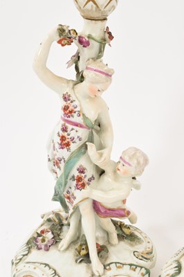 Lot 8 - Pair of 18th century Derby porcelain figural candlesticks of Venus and Mars.