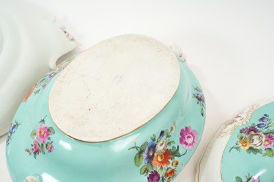 Lot 1 - 18th century Meissen tureen and cover on stand, with later outside decoration