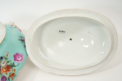 Lot 1 - 18th century Meissen tureen and cover on stand, with later outside decoration