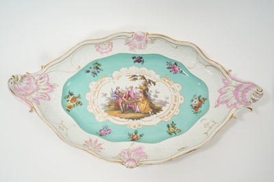 Lot 1 - 18th century Meissen tureen and cover on stand, with later outside decoration