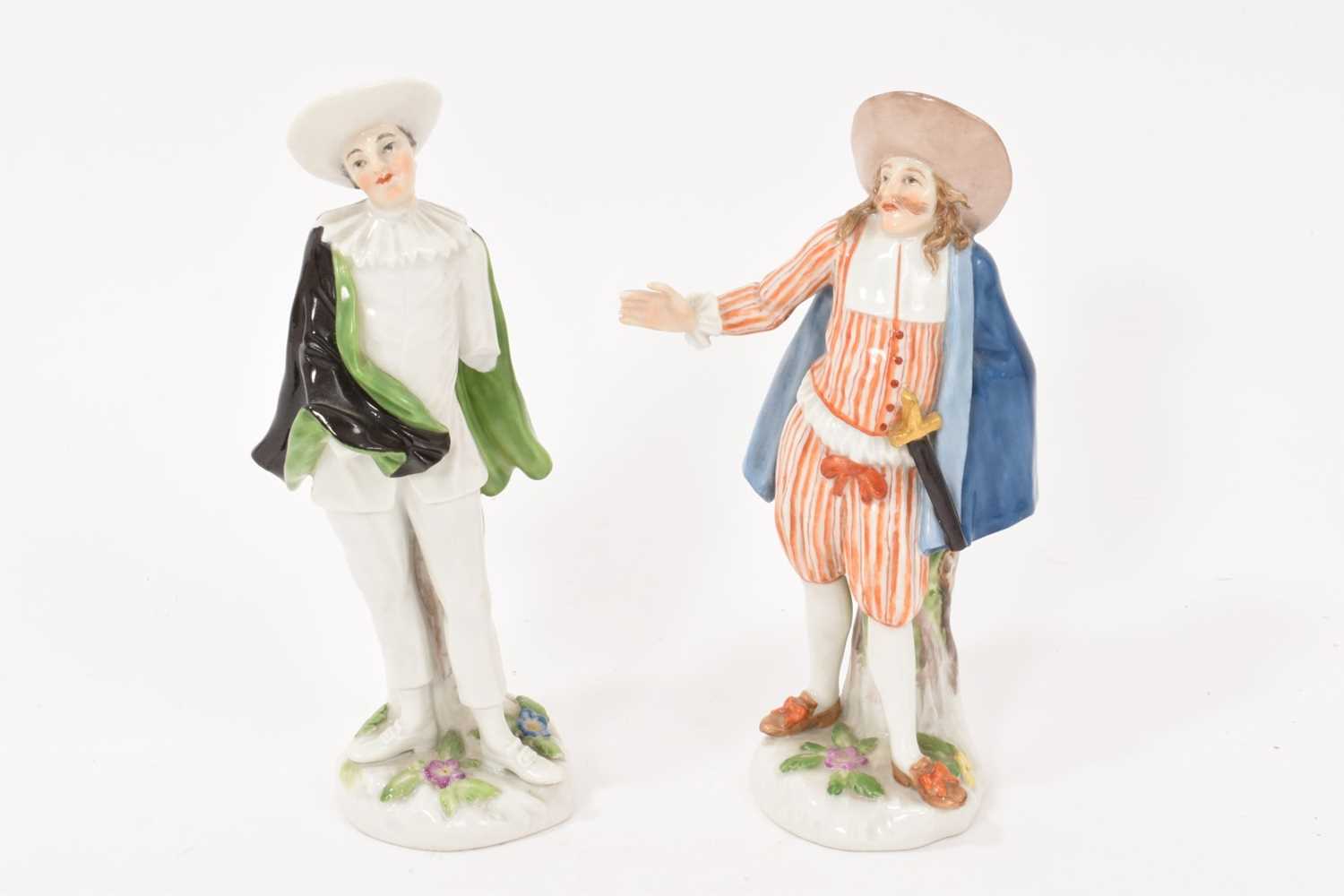Lot 9 - Pair of Meissen Commedia Del Arte standing figures