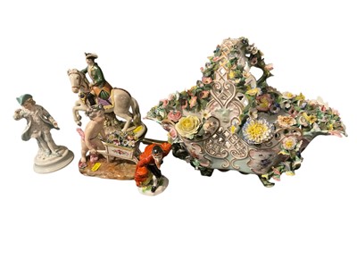 Lot 272 - Dresden floral basket and other Dresden pieces